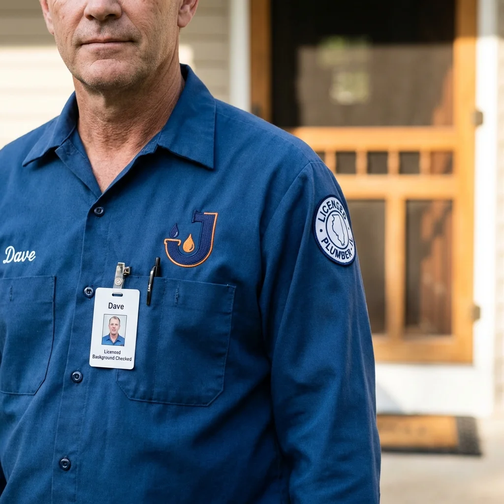 Licensed plumber showing ID badge in Dexter, NM
