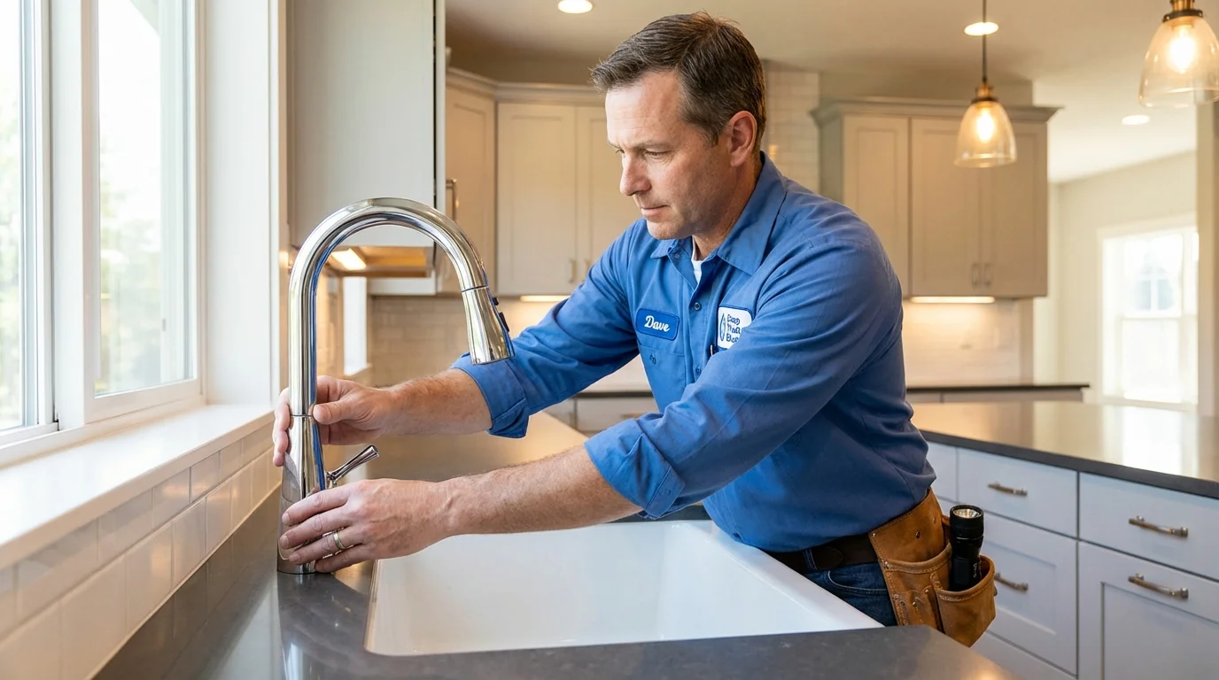 Kitchen faucet installation by Johns Plumbing LLC in Dexter